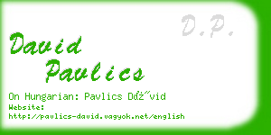 david pavlics business card